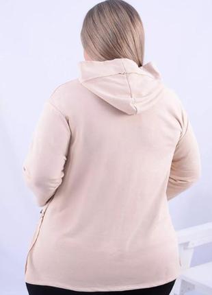 Подовжене худі котонове жіноче спортивне кофта з капюшоном xl (52)6 фото