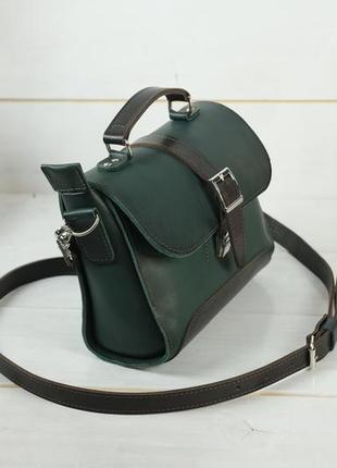 Женская сумочка марта, кожа итальянский краст, цвет зеленый3 фото