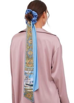 Лента твилли + резинка, шарфик-галстук "мой крым ", шарф-лента my scarf