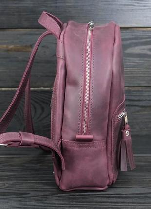Женский кожаный рюкзак "лимбо", размер мини, винтажная кожа, цвет бордо3 фото