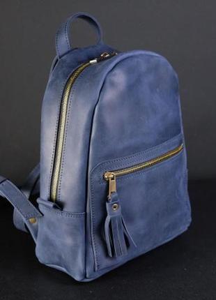Жіночий шкіряний рюкзак "лімбо", розмір міні, вінтажна шкіра, колір синій2 фото
