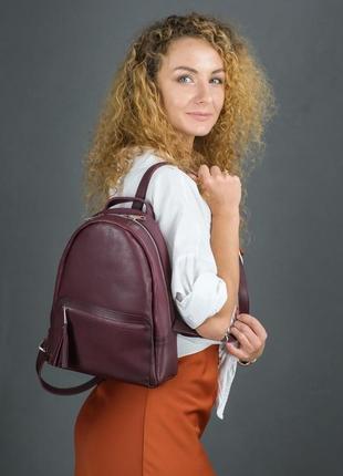 Жіночий шкіряний рюкзак "лімбо", розмір міні італійський краст колір  бордо