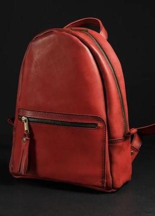 Жіночий шкіряний рюкзак "лімбо", розмір міні італійський краст колір  червоний1 фото