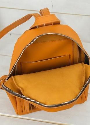 Жіночий шкіряний рюкзак "лімбо", розмір міні, матова шкіра grand, колір бурштин6 фото
