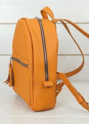Жіночий шкіряний рюкзак "лімбо", розмір міні, матова шкіра grand, колір бурштин4 фото