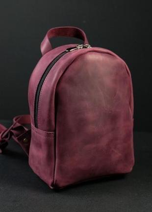 Женский кожаный рюкзак "колибри", винтажная кожа, цвет бордо2 фото
