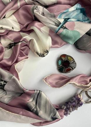 Дизайнерська хустка "рожева орхідея" колекція vip від бренду my scarf4 фото