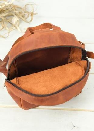 Женский кожаный рюкзак "колибри", винтажная кожа, цвет коньяк6 фото