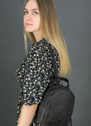 Женский кожаный рюкзак "колибри", винтажная кожа, цвет шоколад1 фото