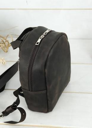 Женский кожаный рюкзак "колибри", винтажная кожа, цвет шоколад3 фото