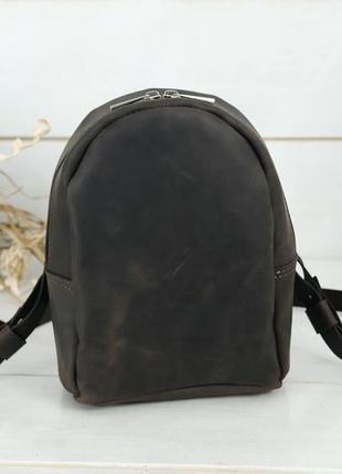 Женский кожаный рюкзак "колибри", винтажная кожа, цвет шоколад2 фото