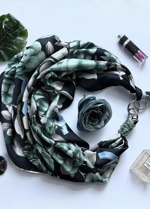Дизайнерский платок "малахитовый сад" коллекция vip от бренда my scarf1 фото