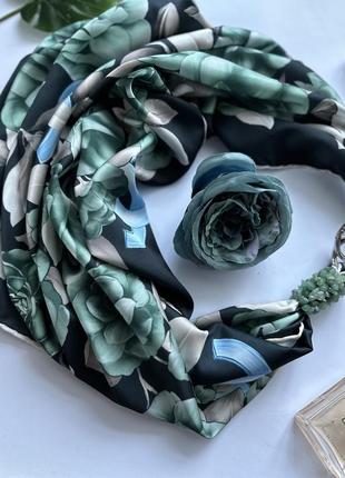 Дизайнерский платок "малахитовый сад" коллекция vip от бренда my scarf2 фото