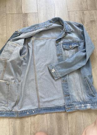 Джинсовка рубашка джинсова куртка з потертостями4 фото