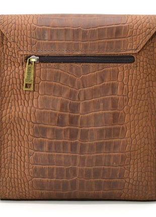 Шкіряна сумка через плече repc-3027-4lx бренду tarwa коричневий колір рептилія4 фото