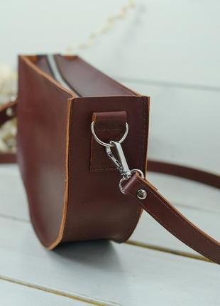 Шкіряна жіноча сумочка фуксія, шкіра італійський краст, колір вишня2 фото