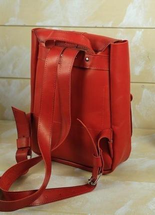 Жіночий рюкзак "джун" шкіра італійський краст, колір червоний5 фото
