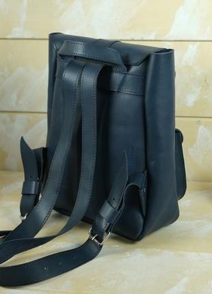 Женский рюкзак "джун" кожа итальянский краст, цвет синий5 фото