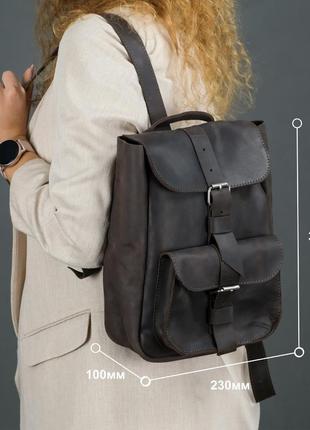 Жіночий рюкзак "джун" шкіра італійський краст, колір чорний6 фото