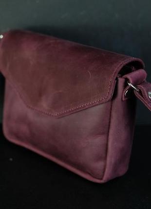Шкіряна жіноча сумочка лілу,  вінтажна шкіра, колір бордо2 фото
