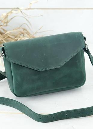 Кожаная женская сумочка лилу, винтажная кожа, цвет зеленый3 фото