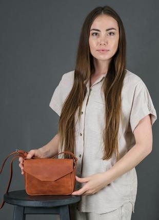 Кожаная женская сумочка лилу, винтажная кожа, цвет  коньяк1 фото