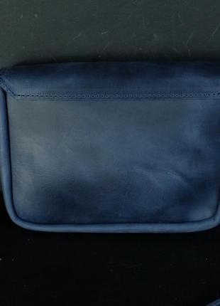 Шкіряна жіноча сумочка лілу,  вінтажна шкіра, колір синій4 фото
