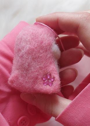 Интерьерная игрушка-брелок розовый пингвин, миниатюрная игрушка пингвин сухое валяние