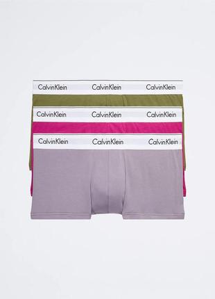 Оригинальные низкие боксеры calvin klein modern cotton stretch 3-pack trunk