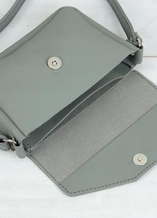Кожаная женская сумочка лилу, кожа grand, цвет серый6 фото