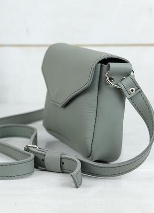 Кожаная женская сумочка лилу, кожа grand, цвет серый4 фото