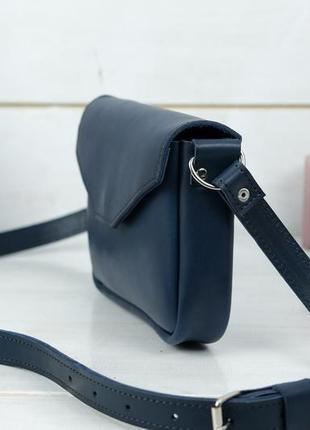 Шкіряна жіноча сумочка лілу, шкіра італійський краст, колір синій4 фото