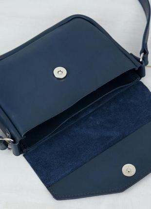 Шкіряна жіноча сумочка лілу, шкіра італійський краст, колір синій6 фото