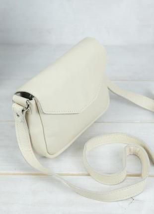 Кожаная женская сумочка лилу, гладкая кожа, цвет кремовый3 фото