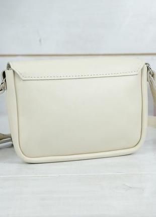 Кожаная женская сумочка лилу, гладкая кожа, цвет кремовый5 фото