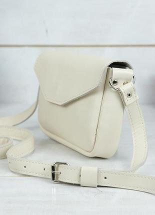 Кожаная женская сумочка лилу, гладкая кожа, цвет кремовый4 фото