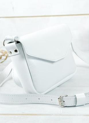 Шкіряна жіноча сумочка лілу,  гладка шкіра, колір білий3 фото