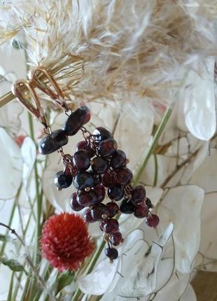 Серьги-грозди из граната ′вкус граната′