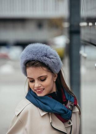 Стильный серый меховый обруч ободок для волос my scarf3 фото