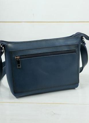 Жіноча шкіряна сумочка літо, шкіра італійський краст, колір  синій5 фото