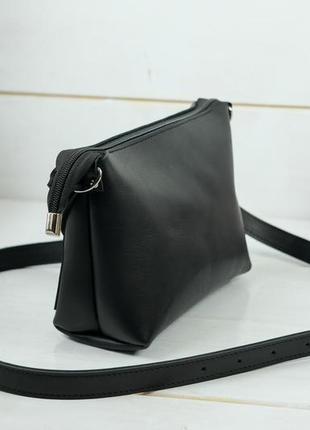 Жіноча шкіряна сумочка літо, шкіра італійський краст, колір чорний3 фото