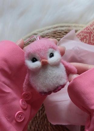 Интерьерная игрушка-брелок розовый пингвин, миниатюрная игрушка пингвин сухое валяние