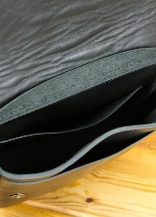 Мужская кожаная сумка "брюс", кожа итальянский краст, цвет черный7 фото