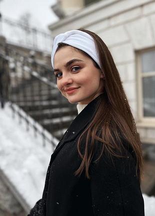 Біла оксамитова пов'язка для волосся my scarf