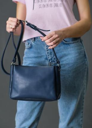 Кожаная женская сумочка  надежда, кожа итальянский краст, цвет синий2 фото