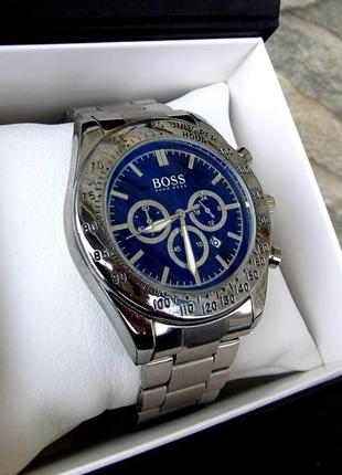 Чоловічий наручний годинник boss/ бос у сріблястому кольорі1 фото