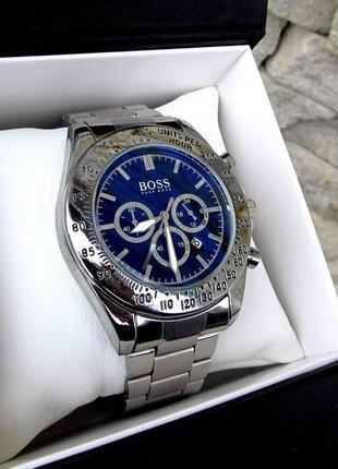 Чоловічий наручний годинник boss/ бос у сріблястому кольорі2 фото