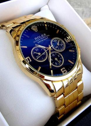 Мужские золотые кварцевые наручные часы rolex / ролекс3 фото