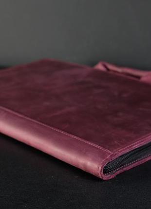 Кожаный чехол для macbook дизайн №31, винтажная кожа, цвет бордо3 фото