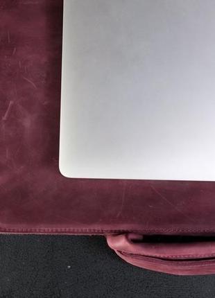 Кожаный чехол для macbook дизайн №31, винтажная кожа, цвет бордо5 фото